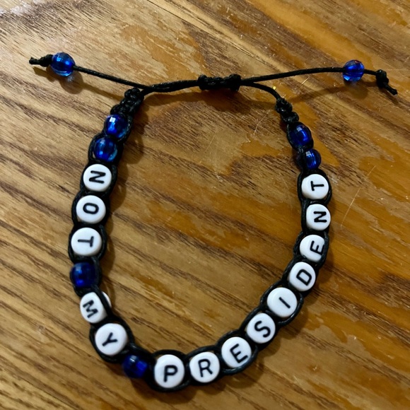 NOT MY PRESIDENT Beaded Bracelets - Hand Made - Adjustable - Blue Bracelet- Ally - Picture 1 of 7